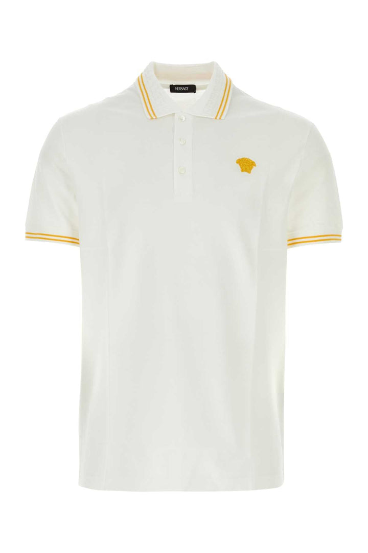 Versace Men White Piquet Polo Shirt