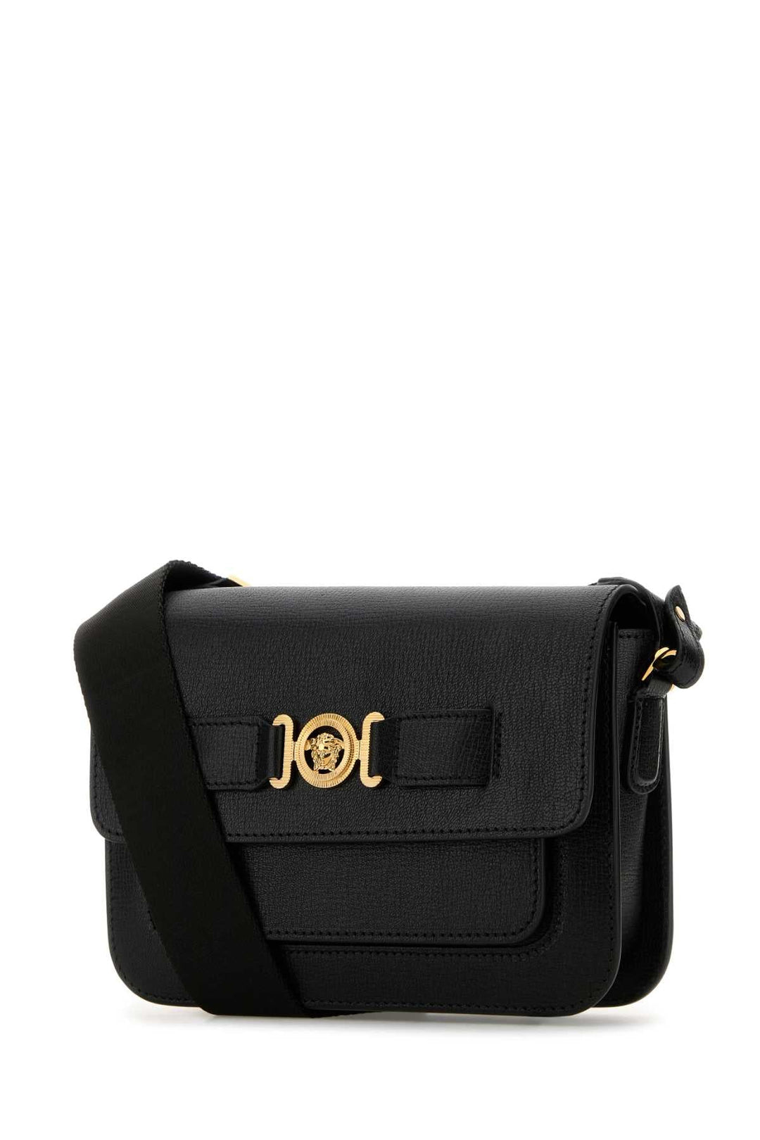 Versace Men Black Leather Medusa Biggie Crossbody Bag