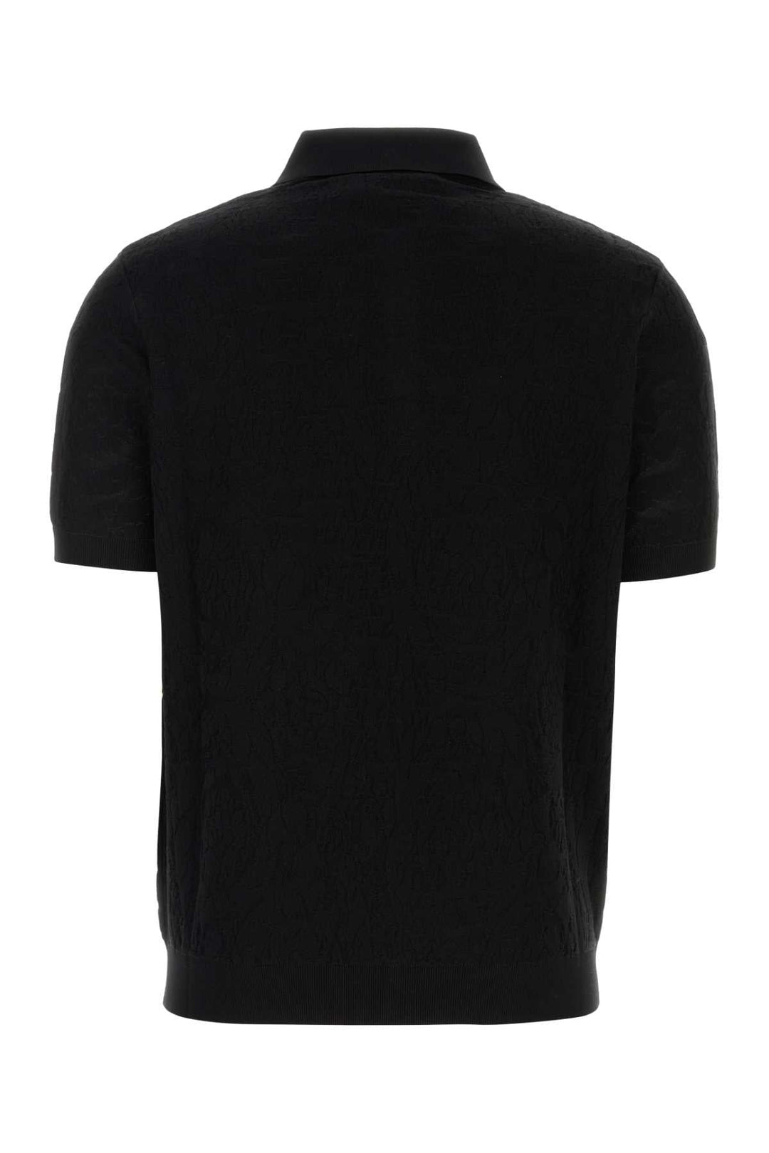 Versace Men Black Silk Blend Polo Shirt