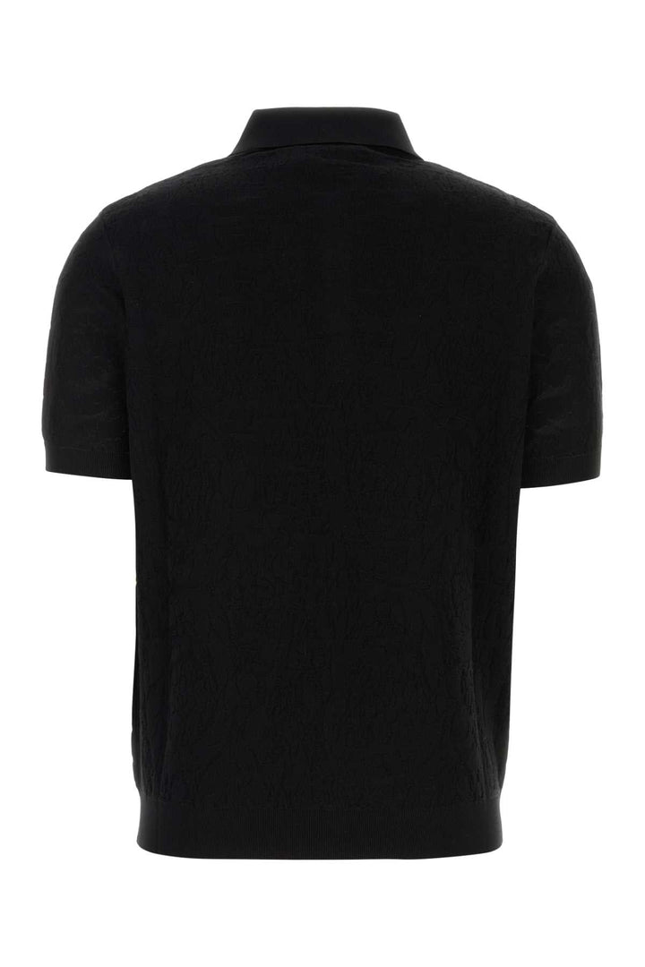 Versace Men Black Silk Blend Polo Shirt