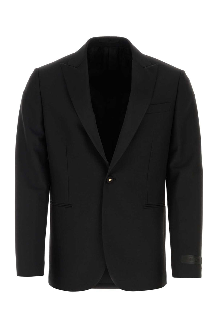 Versace Men Black Wool Blend Blazer