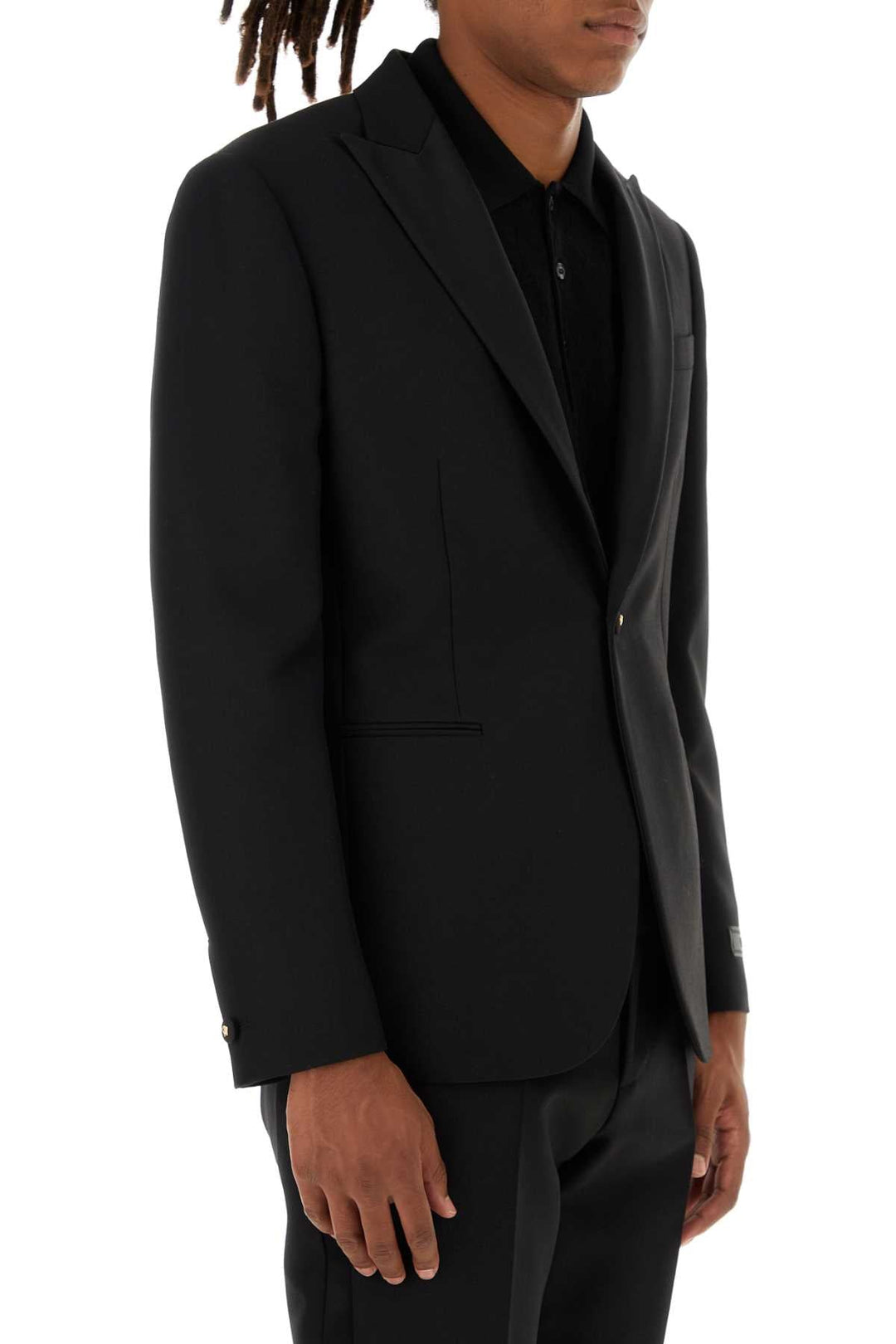 Versace Men Black Wool Blend Blazer