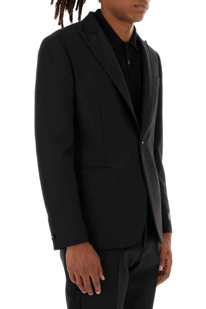 Versace Men Black Wool Blend Blazer