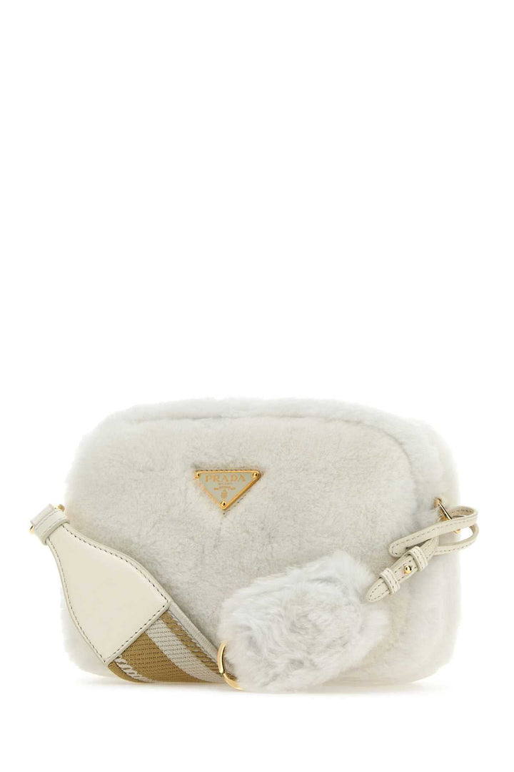 Prada Women White Shearling Crossbody Bag
