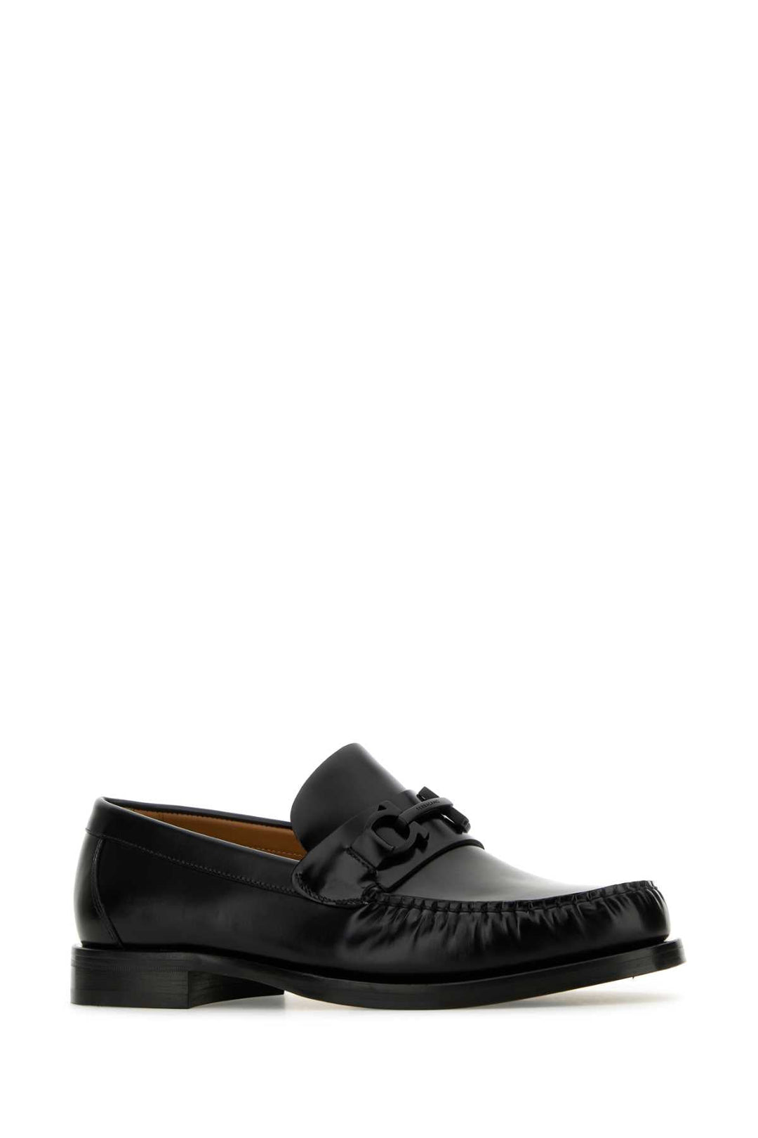Salvatore Ferragamo Men Black Leather Fort Loafers