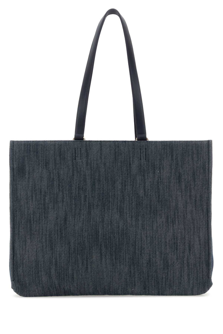 Salvatore Ferragamo Women Blue Denim Large Tt Sign Shopping Bag