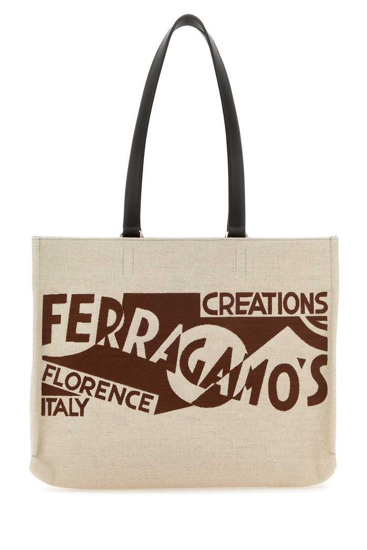 Salvatore Ferragamo Women Sand Canvas Shopping Bag