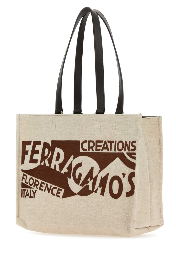 Salvatore Ferragamo Women Sand Canvas Shopping Bag