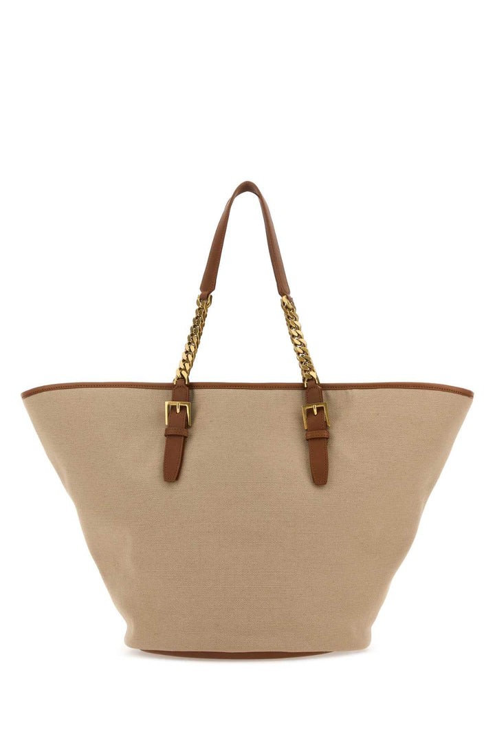Saint Laurent Women Cappuccino Canvas Panier Shopping Bag