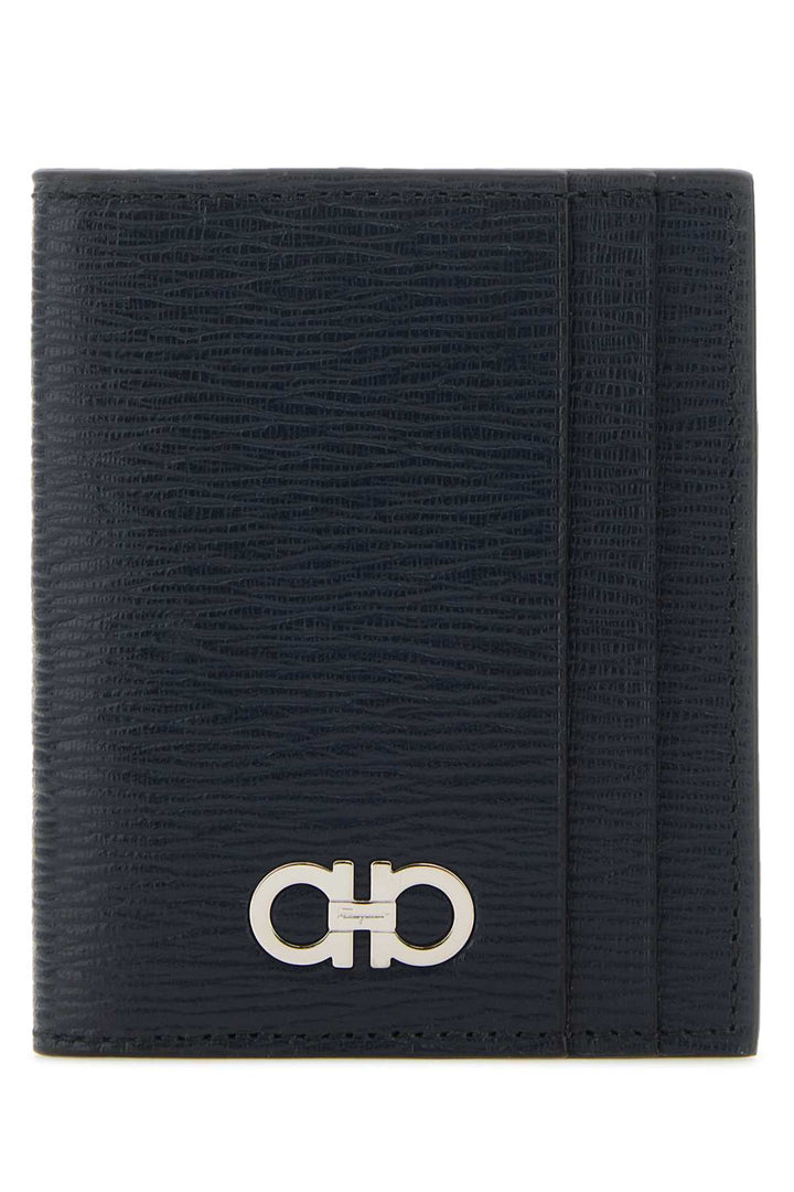 Salvatore Ferragamo Men Black Leather Card Holder