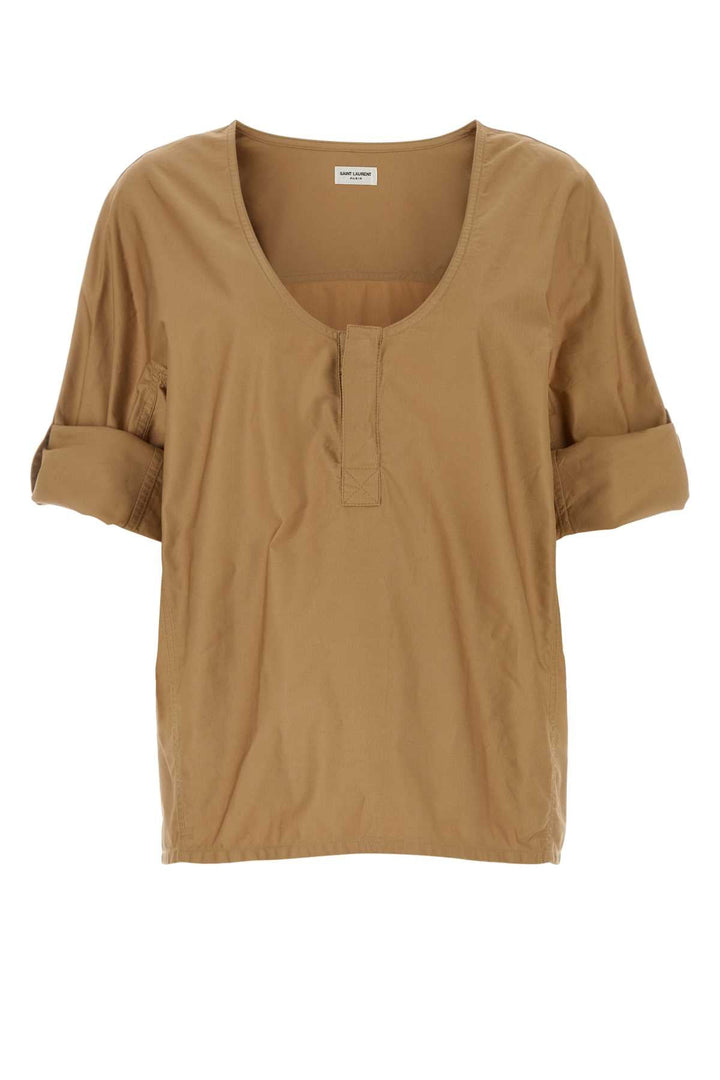 Saint Laurent Women Camel Twill Top