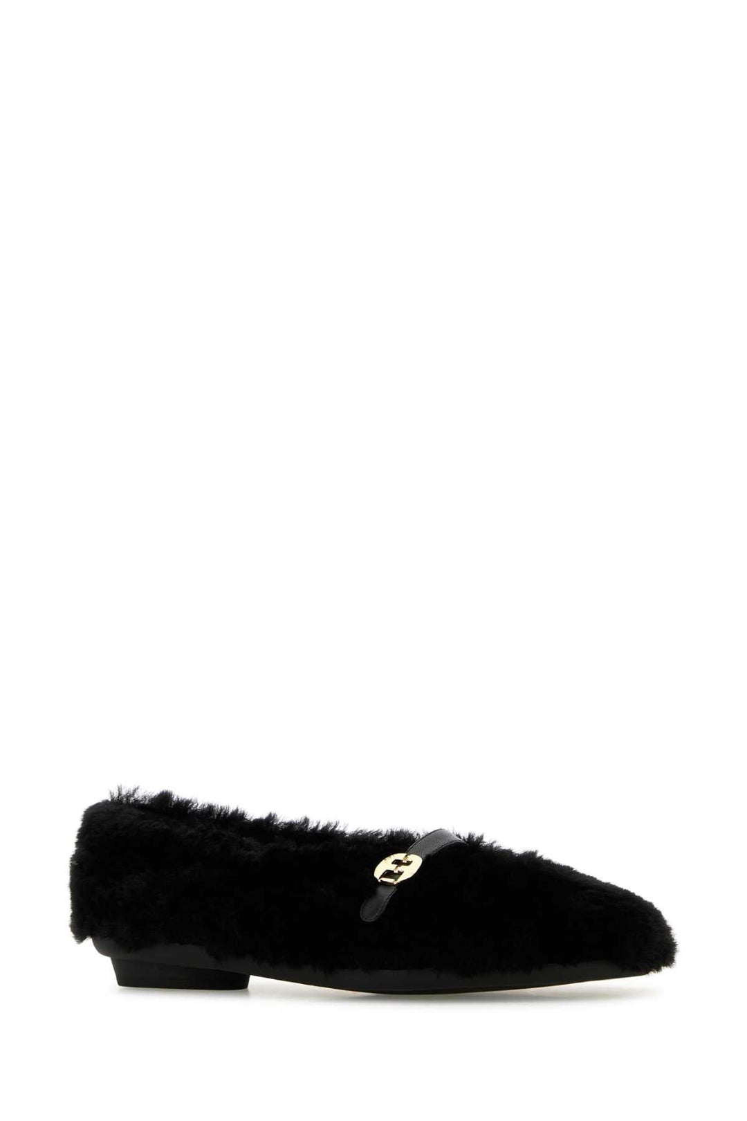 Salvatore Ferragamo Women Black Shearling Noella Ballerinas