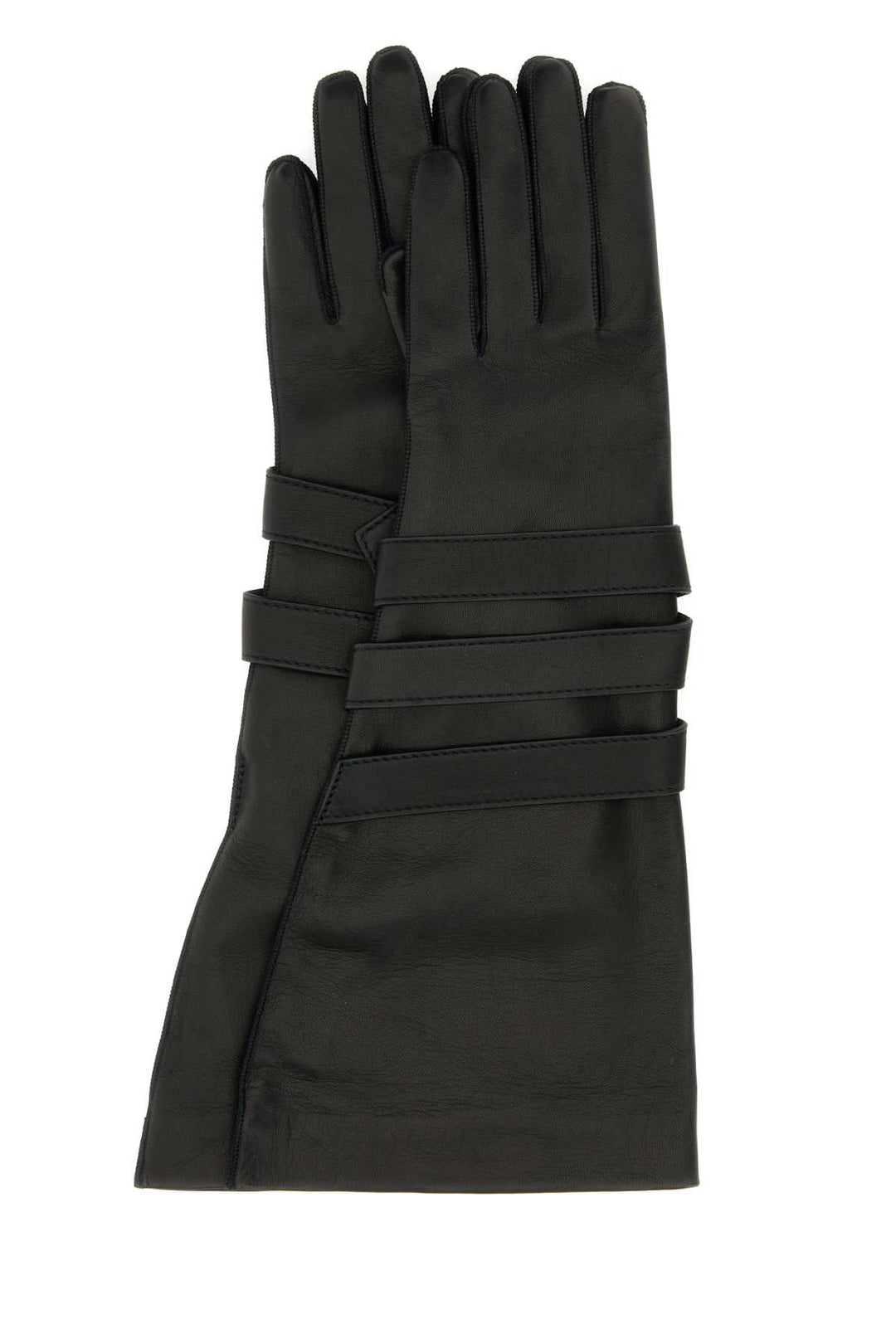 Saint Laurent Women Black Leather Gloves