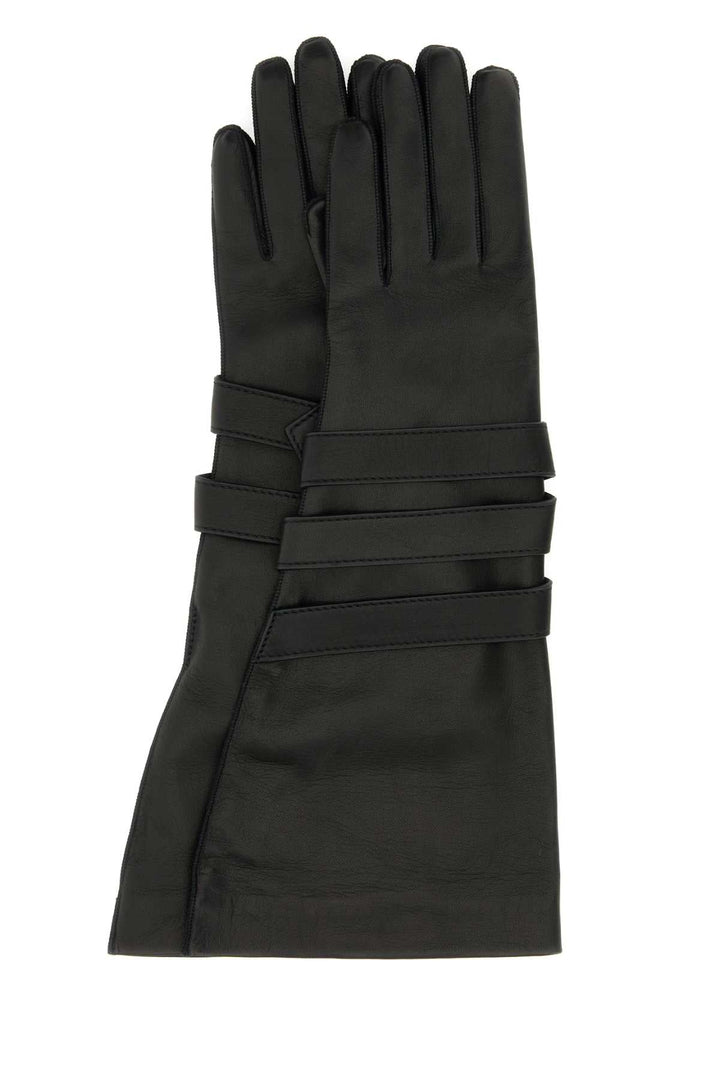 Saint Laurent Women Black Leather Gloves