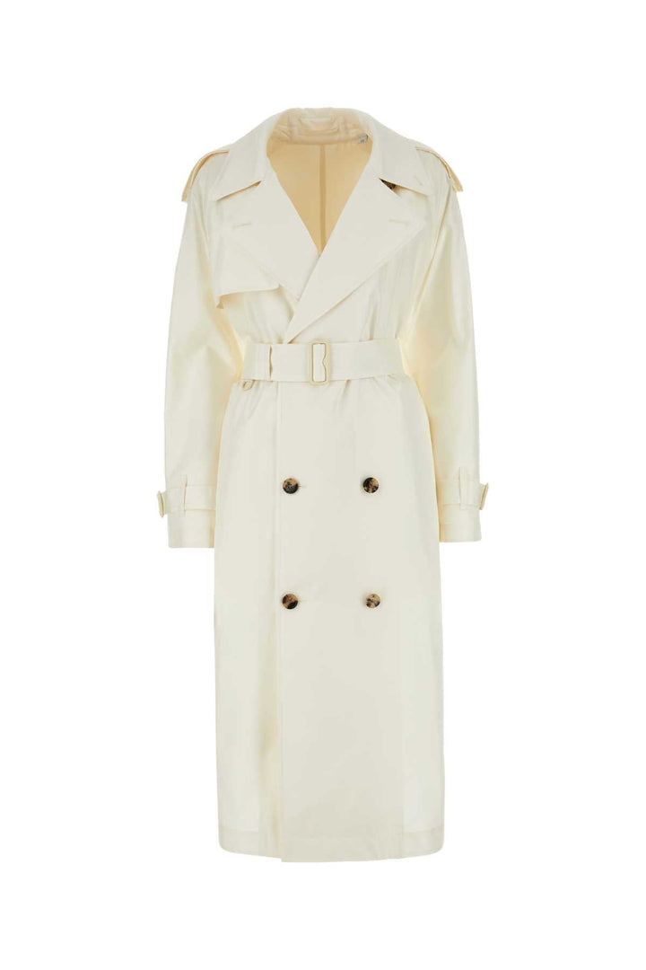 Burberry Women Ivory Silk Trench Coat
