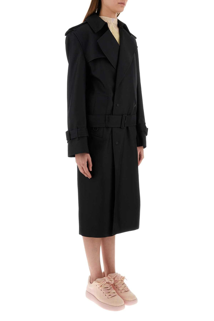 Burberry Women Black Silk Blend Trench Coat