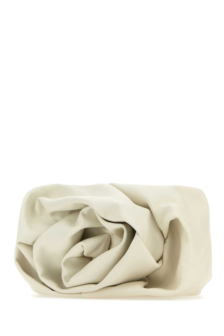 Burberry Women Ivory Nappa Leather Rose Clutch