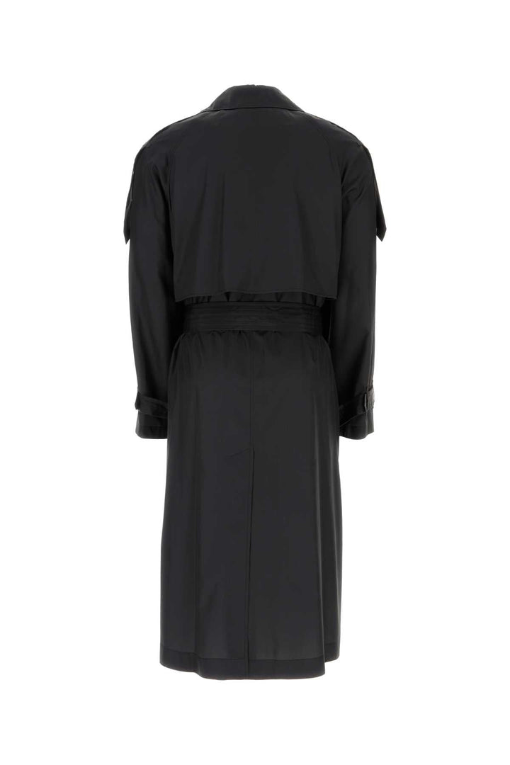 Burberry Men Black Silk Trench Coat