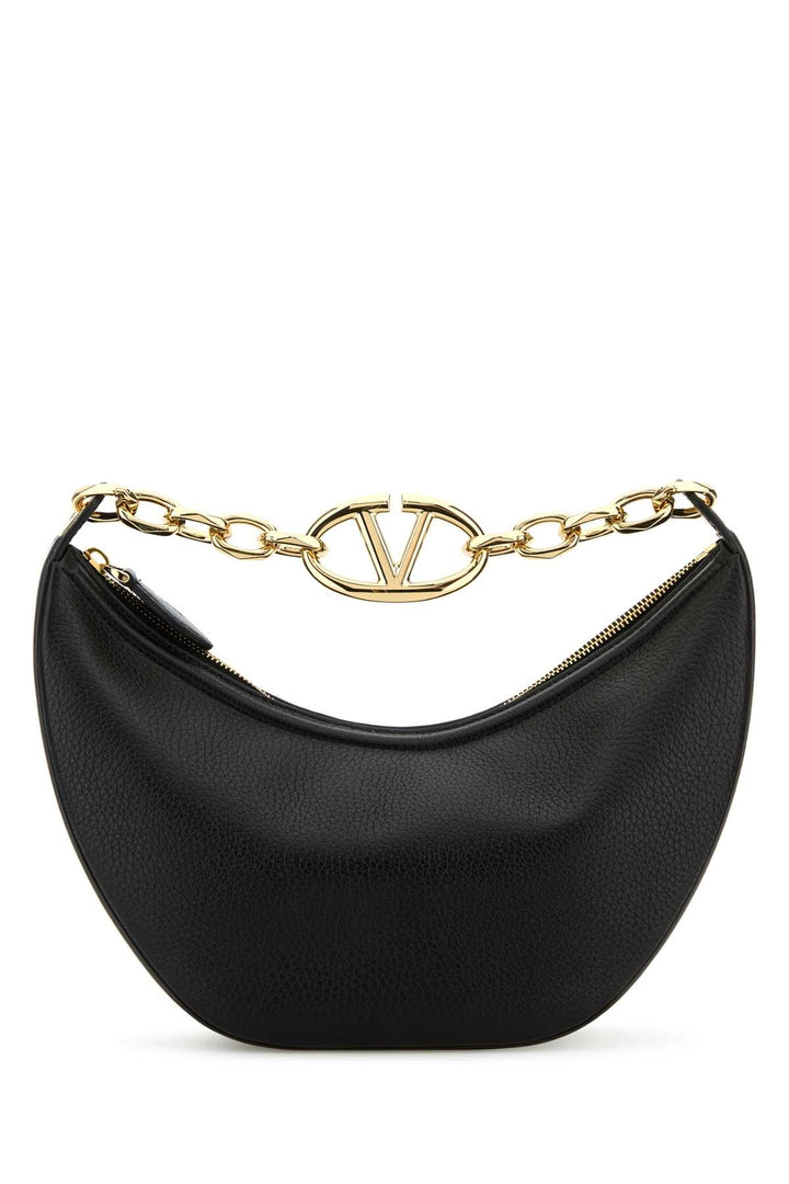 Valentino Garavani Women Black Leather Small Hobo Vlogo Moon Handbag
