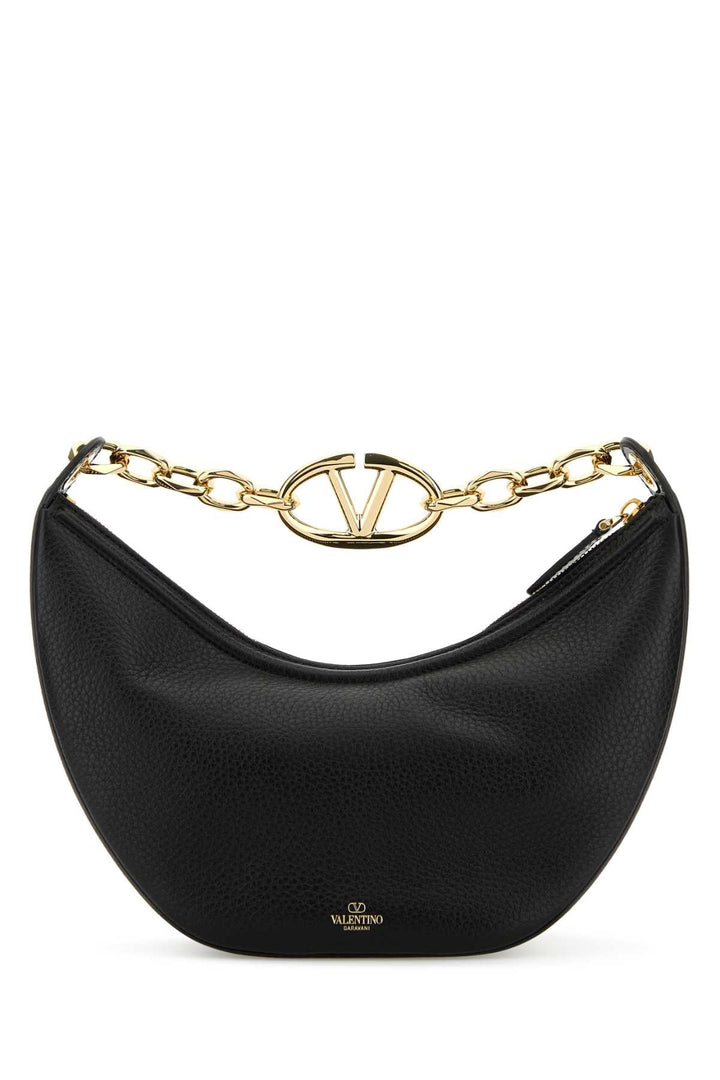 Valentino Garavani Women Black Leather Small Hobo Vlogo Moon Handbag