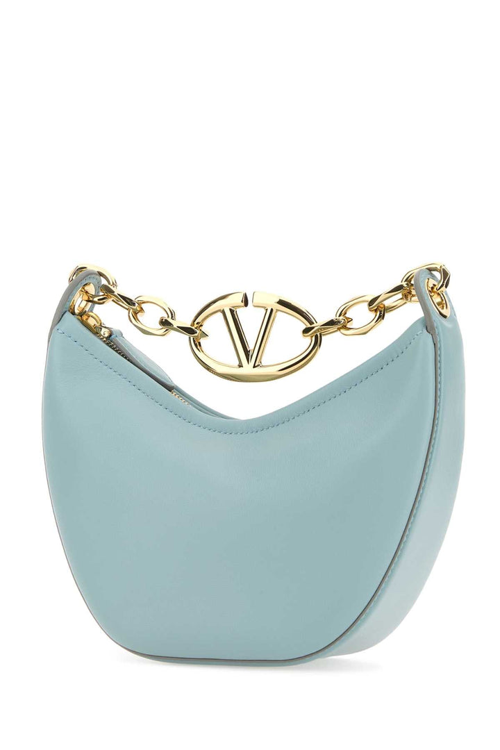 Valentino Garavani Women Light Blue Leather Mini Hobo Vlogo Moon Handbag