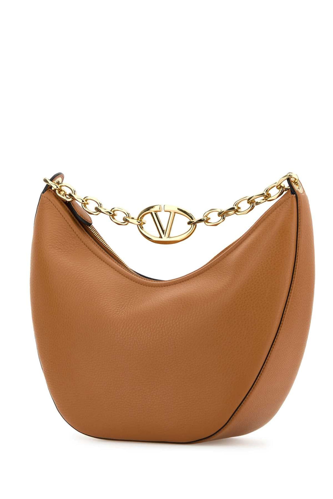 Valentino Garavani Women Camel Leather Medium Hobo Vlogo Moon Handbag