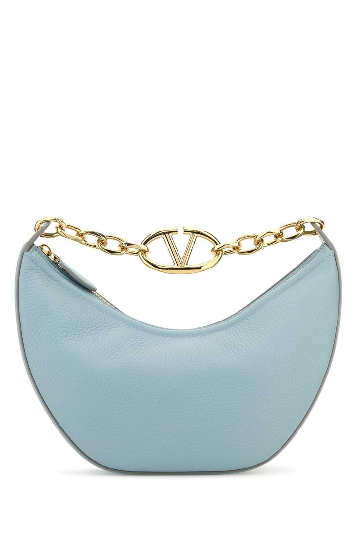 Valentino Garavani Women Light Blue Leather Small Hobo Vlogo Moon Handbag