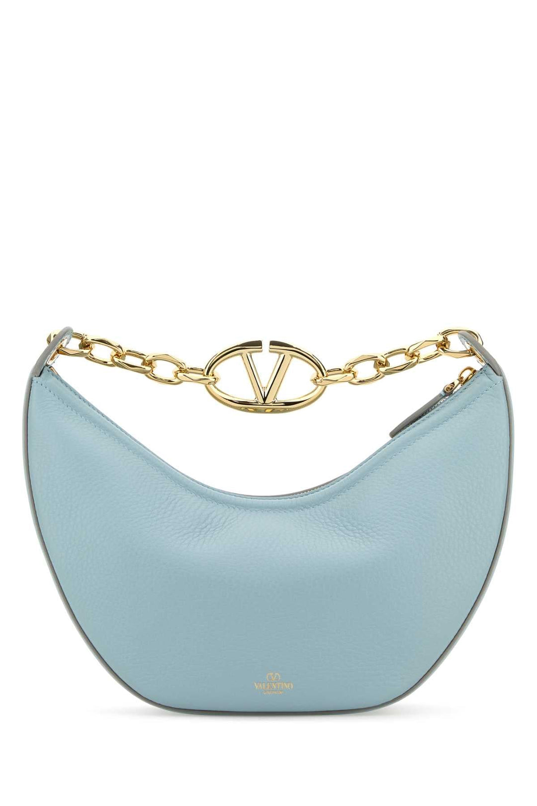Valentino Garavani Women Light Blue Leather Small Hobo Vlogo Moon Handbag