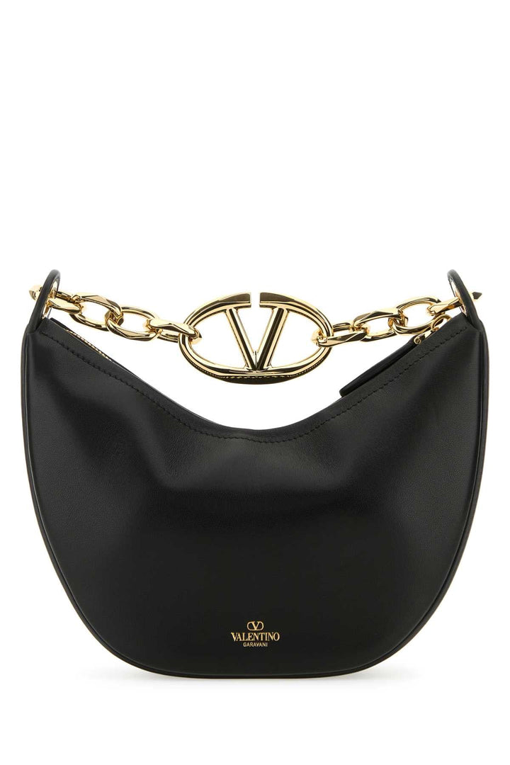 Valentino Garavani Women Black Leather Small Hobo Vlogo Moon Handbag