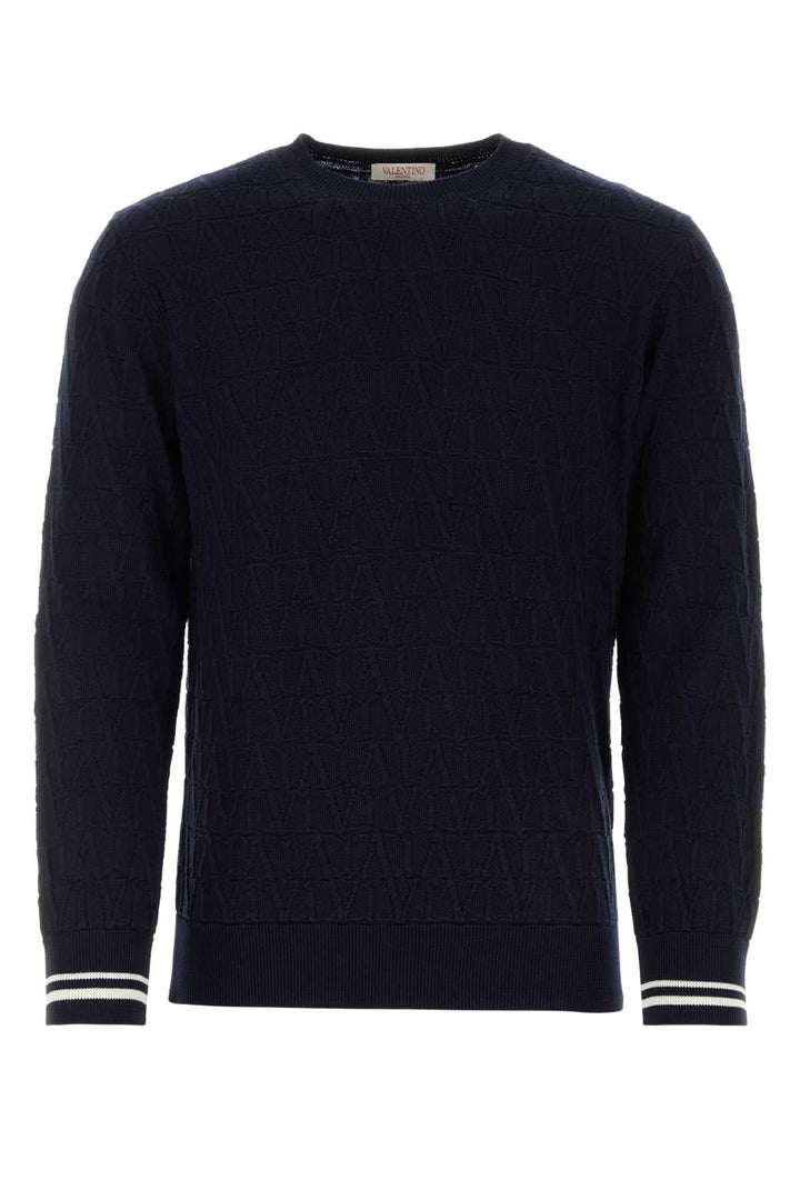 Valentino Garavani Men Dark Blue Cotton Sweater