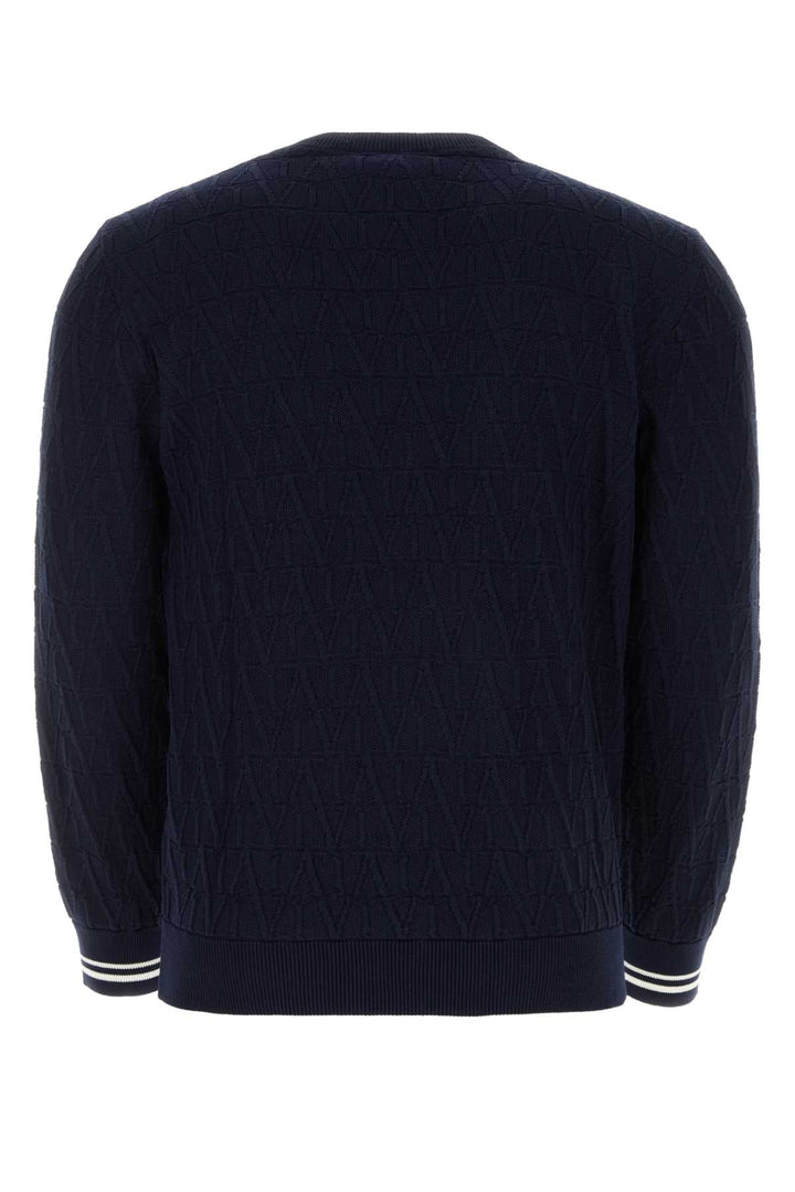 Valentino Garavani Men Dark Blue Cotton Sweater