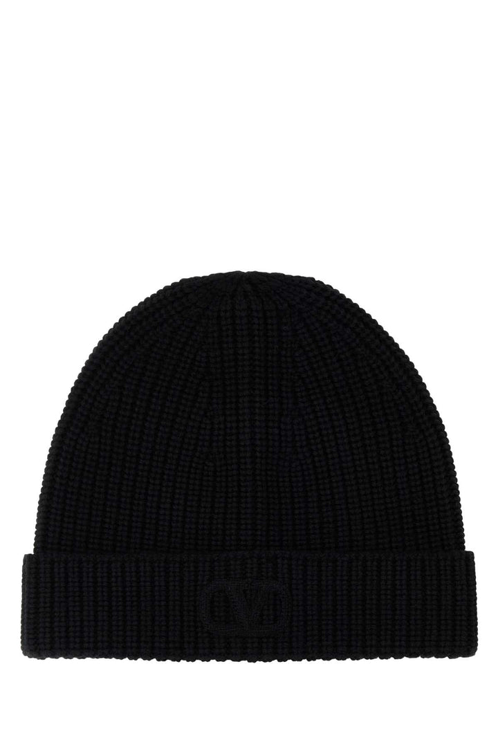 Valentino Garavani Men Black Wool Beanie Hat