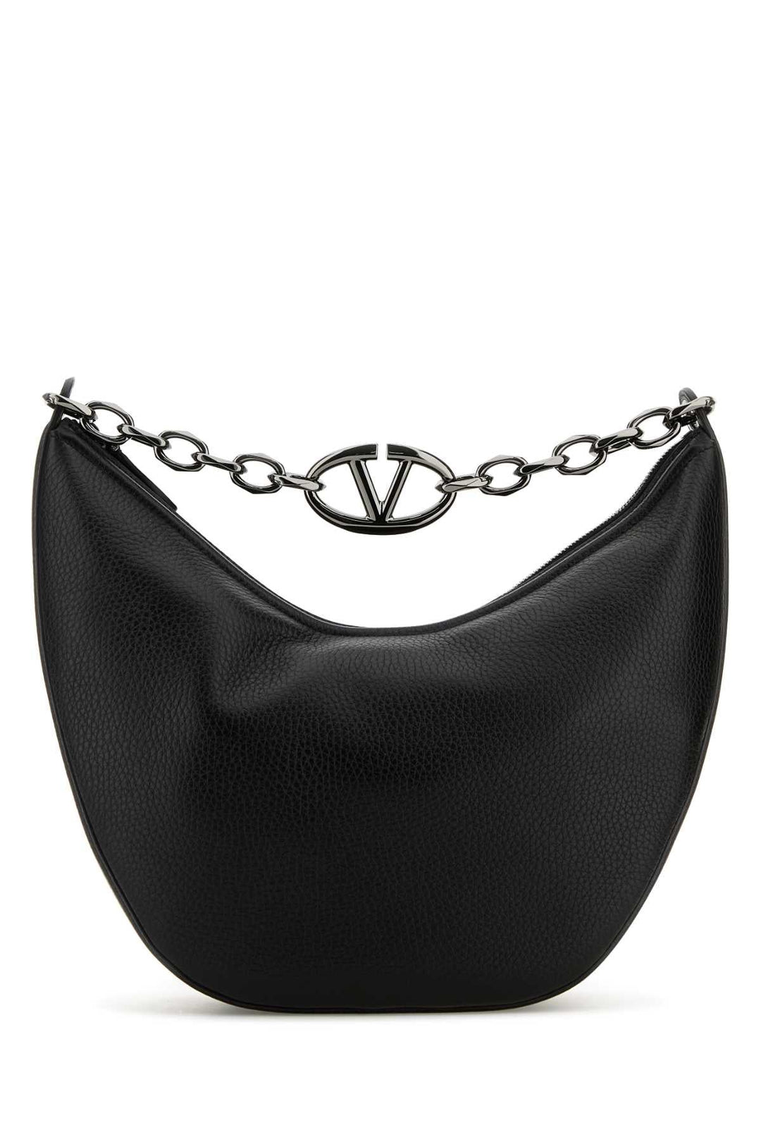 Valentino Garavani Men Black Leather Hobo Vlogo Moon Shoulder Bag