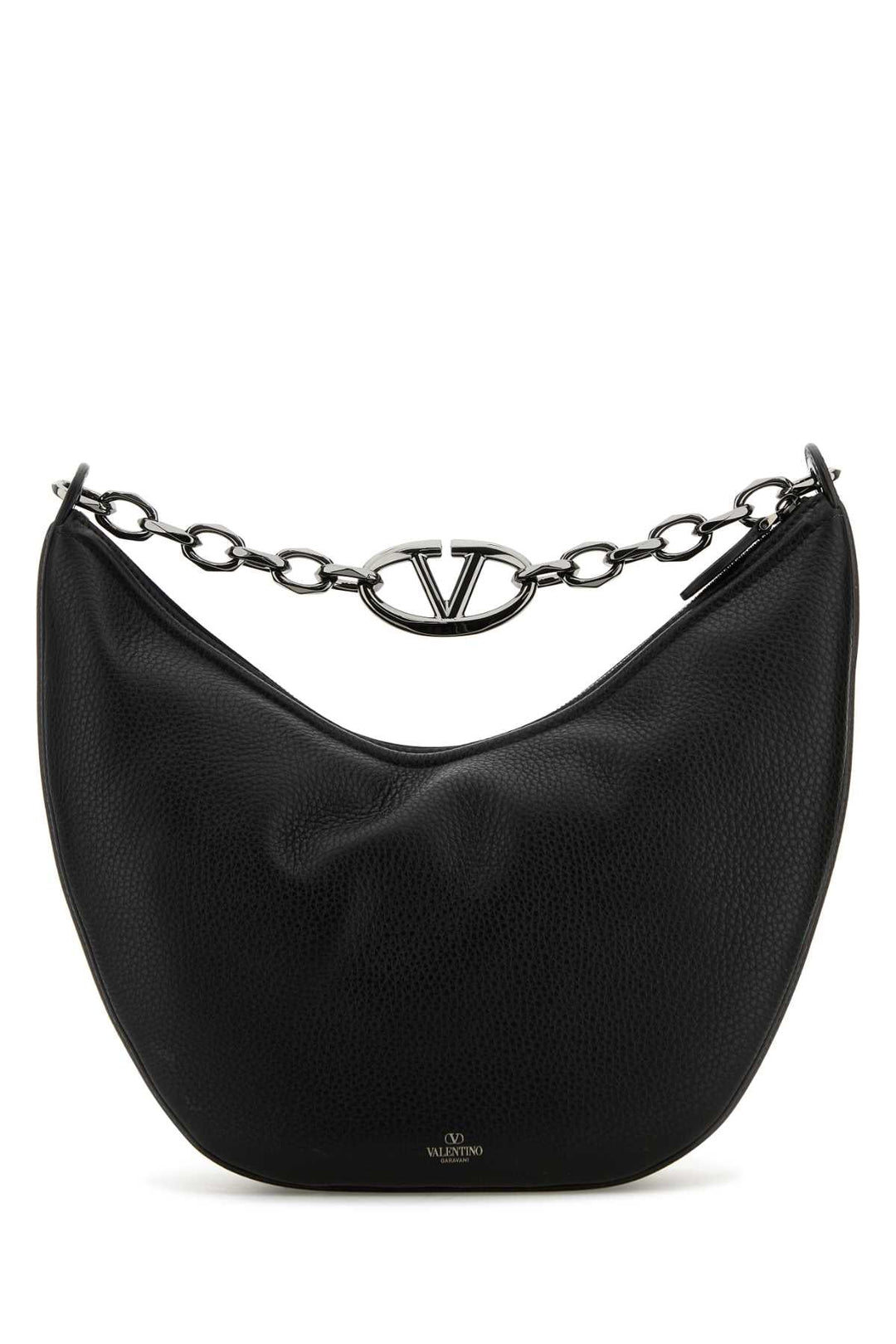 Valentino Garavani Men Black Leather Hobo Vlogo Moon Shoulder Bag