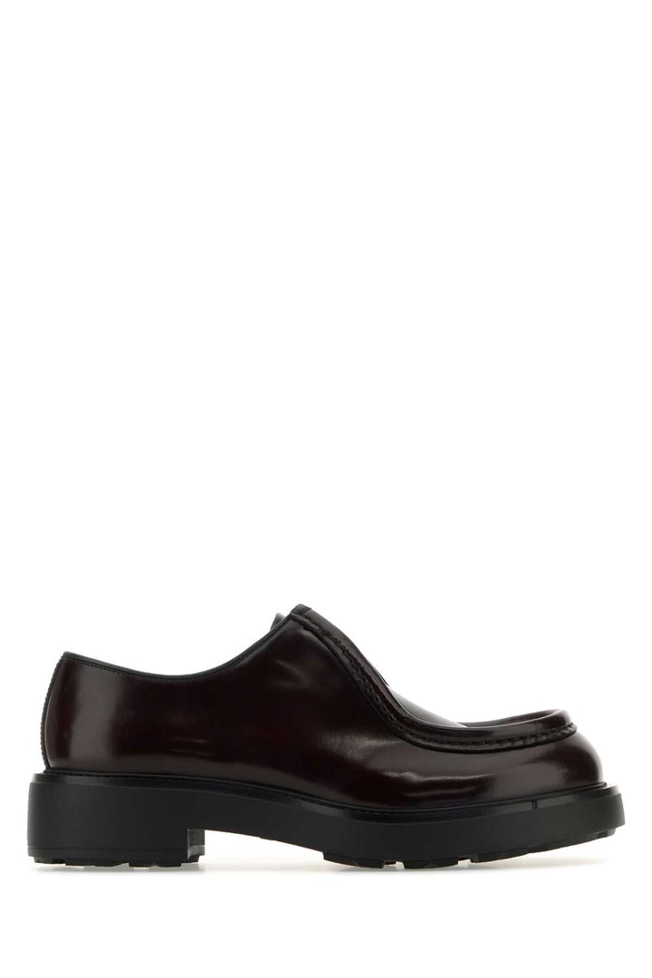 Prada Men Grape Leather Diapason Lace-Up Shoes
