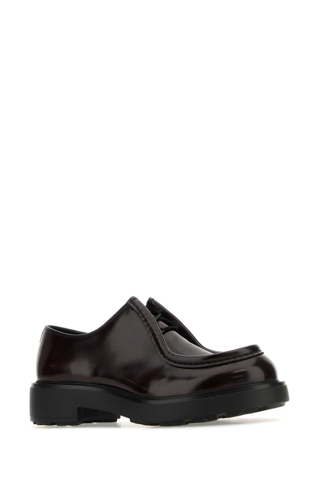 Prada Men Grape Leather Diapason Lace-Up Shoes