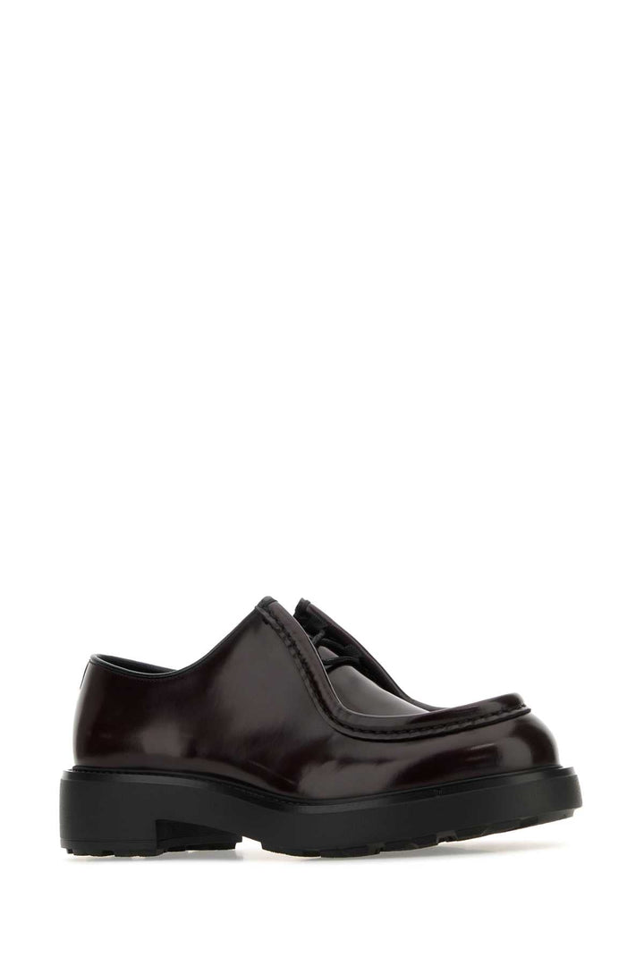 Prada Men Grape Leather Diapason Lace-Up Shoes
