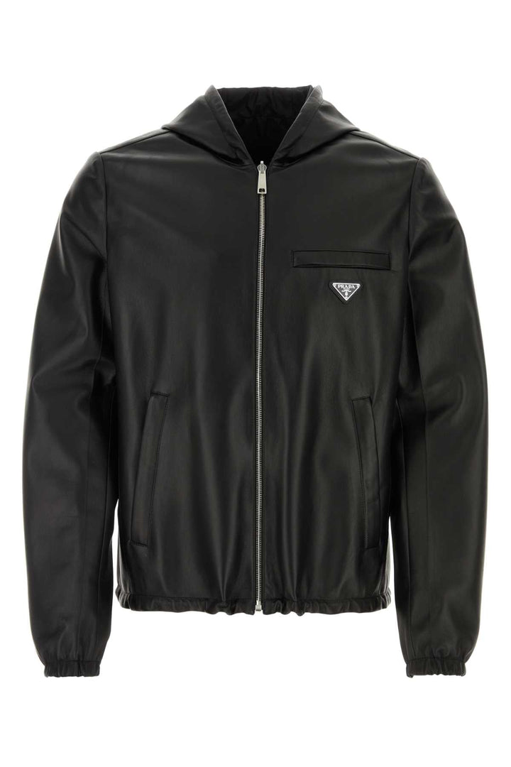 Prada Men Black Nappa Leather Reversible Jacket