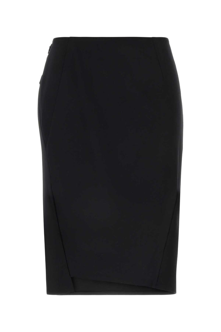 Versace Women Black Stretch Wool Skirt