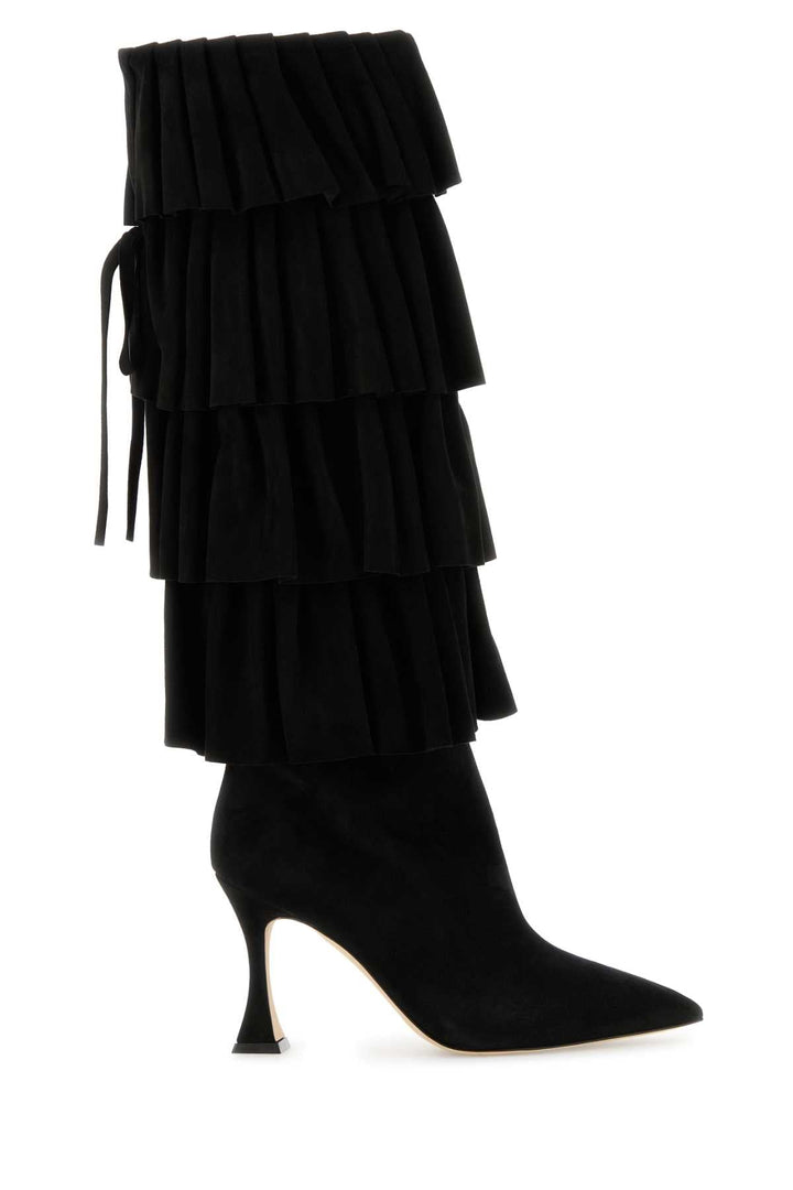 Manolo Blahnik Women Black Suede Miralone Boots