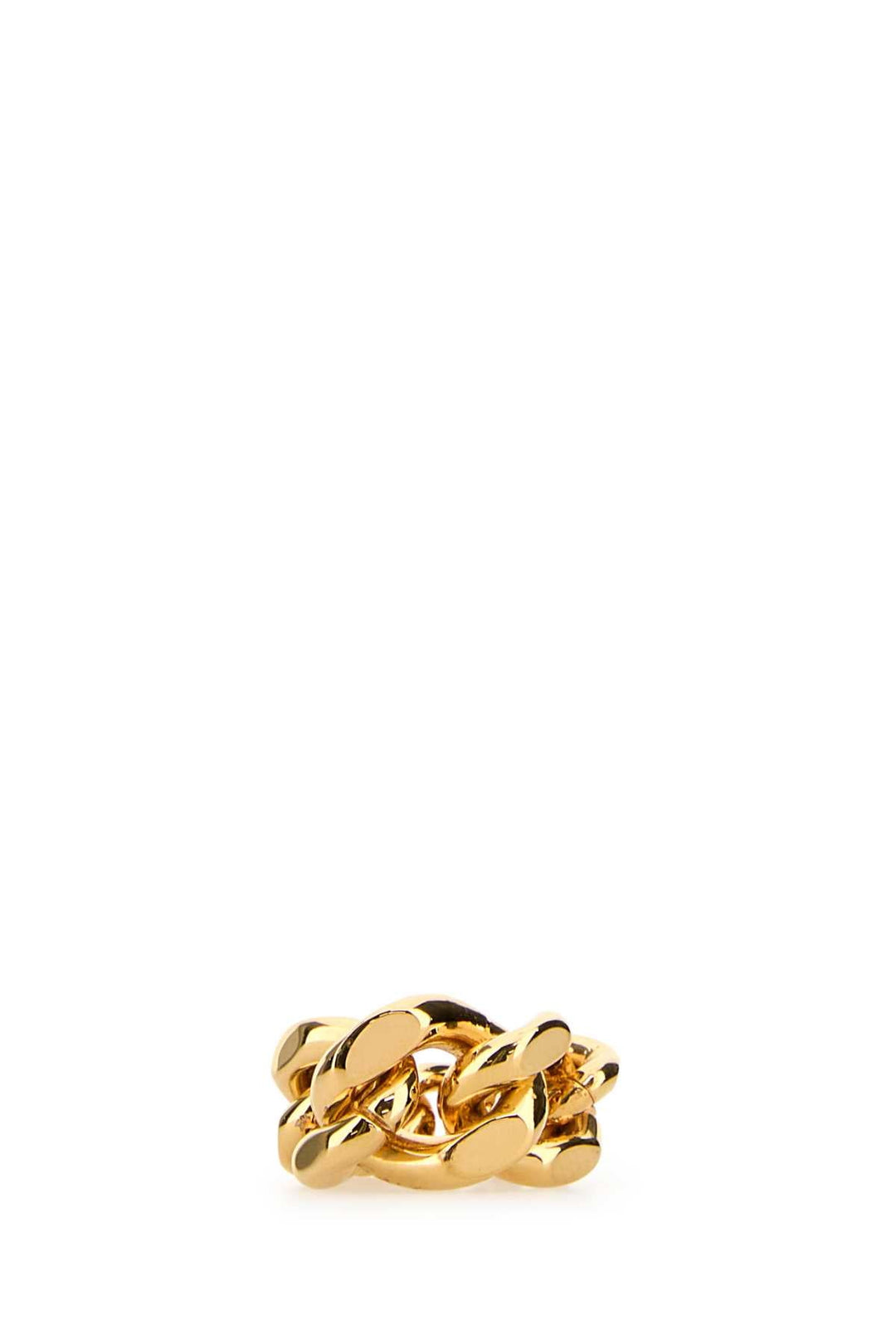 Gold chain-style ring on a white background