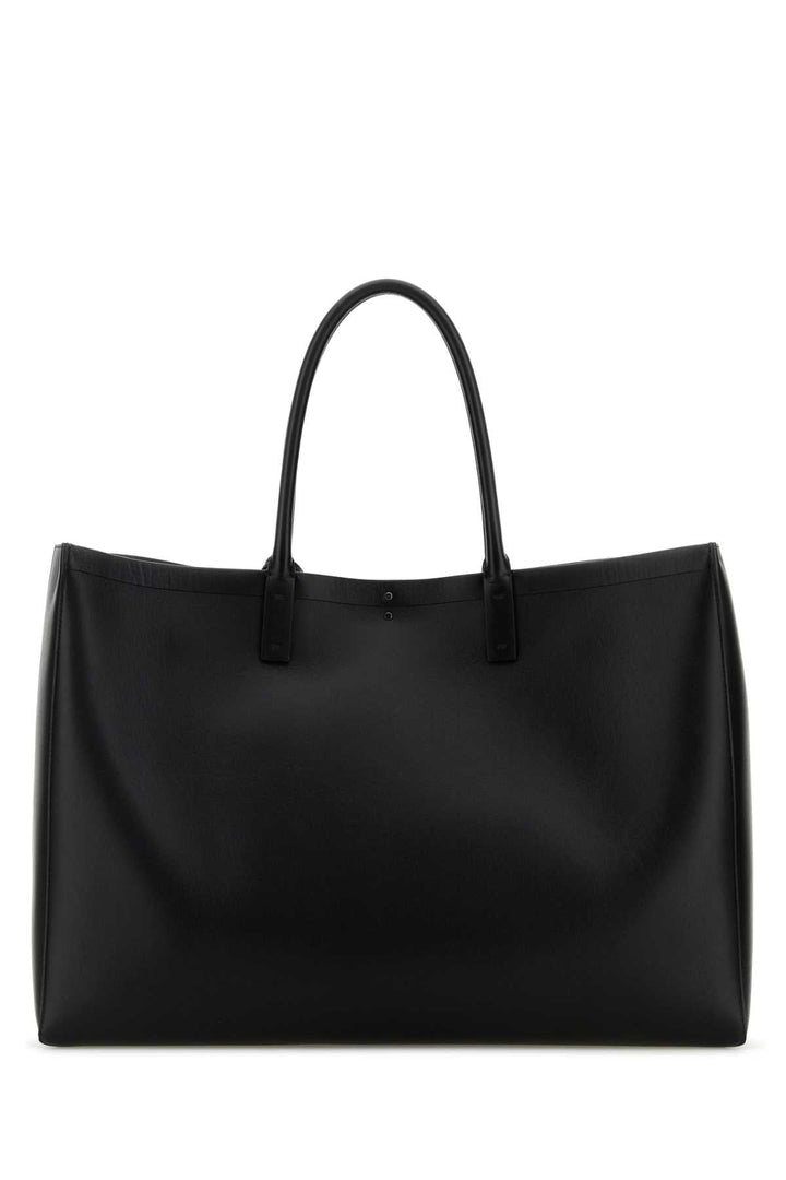 Valentino Garavani Men Black Leather Vlogo Shopping Bag