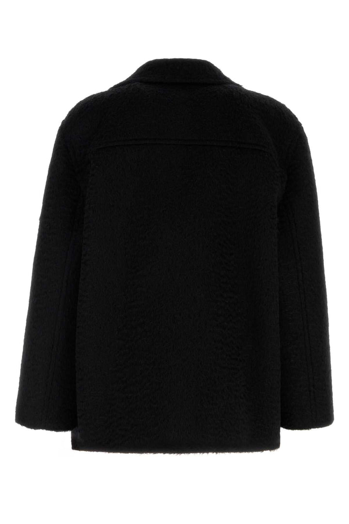 Valentino Garavani Men Black Mohair And Wool Coat