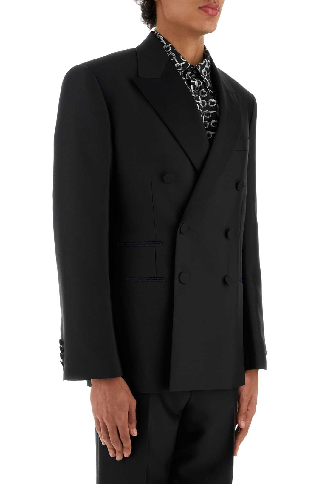 Burberry Men Black Wool Blend Blazer