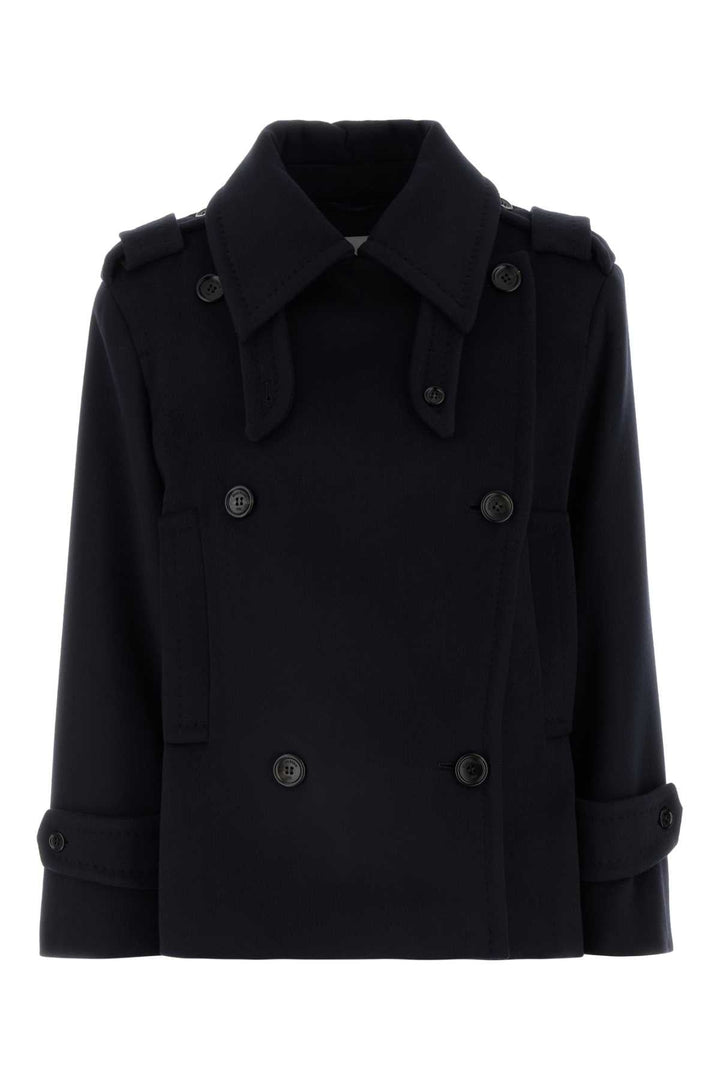 Max Mara Women Dark Blue Wool Blend Laveno Coat