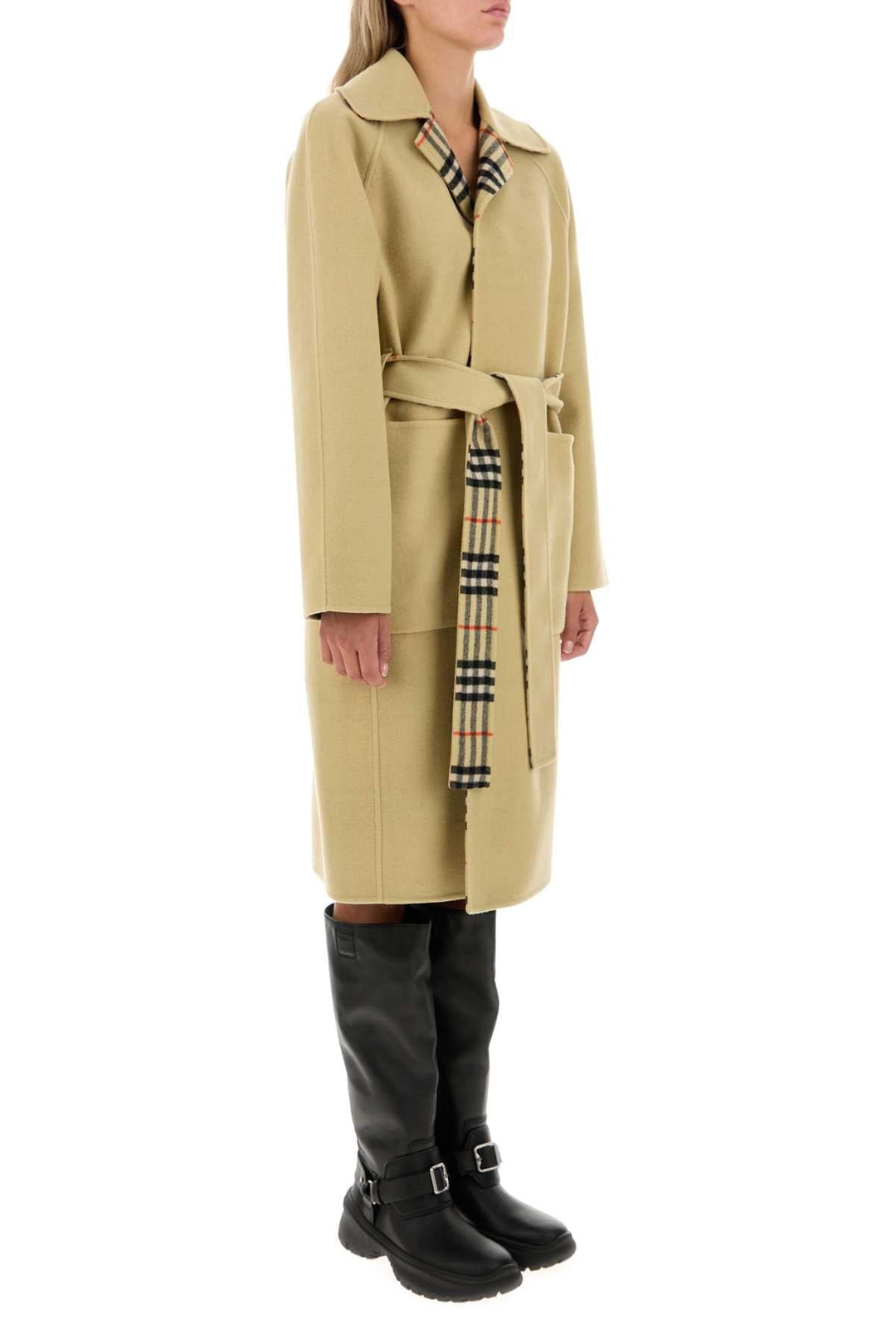 Burberry Women Beige Wool Reversible Coat