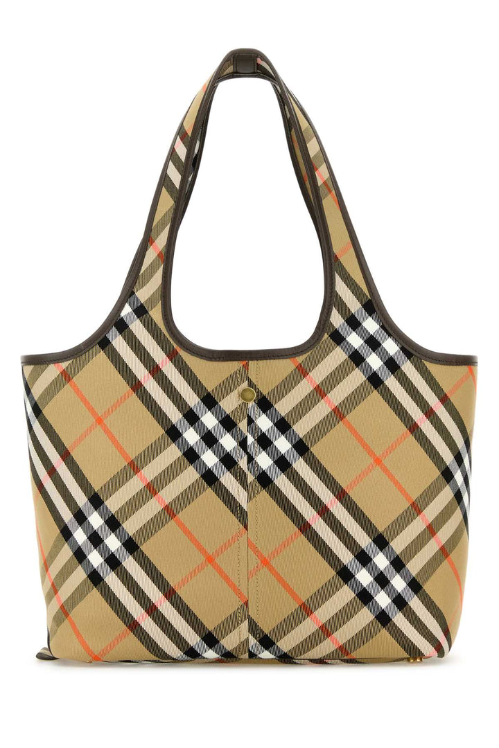 Burberry Women Embroidered Canvas Small Check Shopping Bag