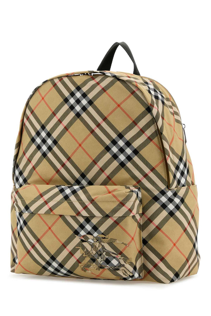 Burberry Men Embroidered Fabric Check Backpack