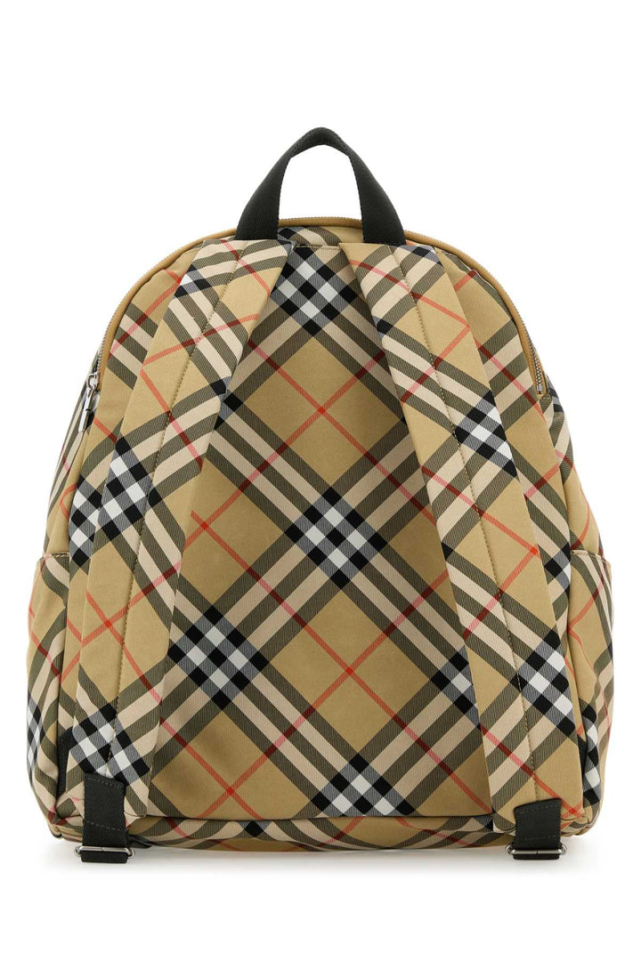 Burberry Men Embroidered Fabric Check Backpack
