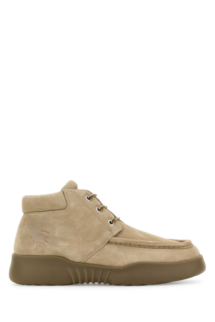 Burberry Men Beige Suede Log Ankle Boots